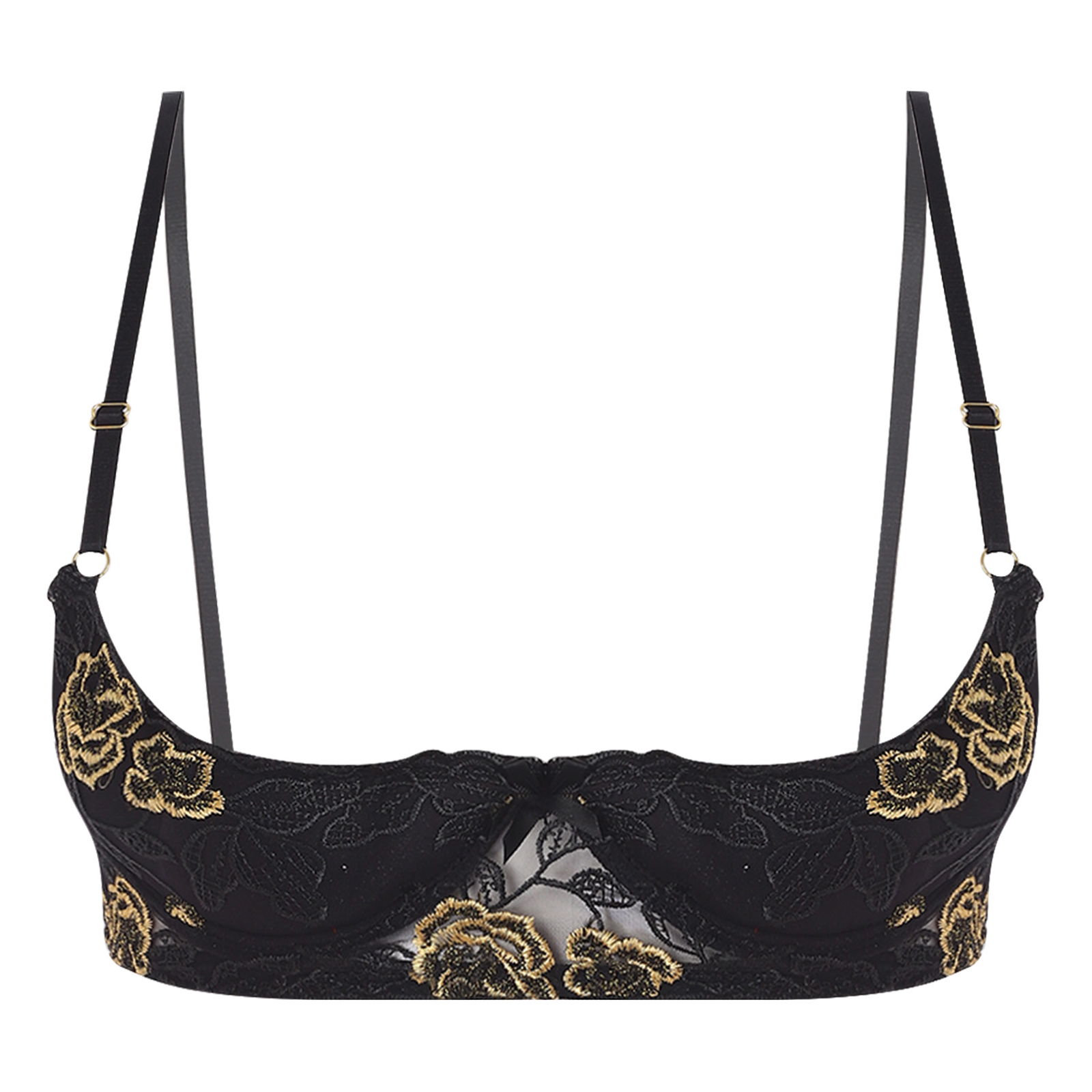 Underwire Bra Padded - Women Sexy 1/4 Cup Lace Bra