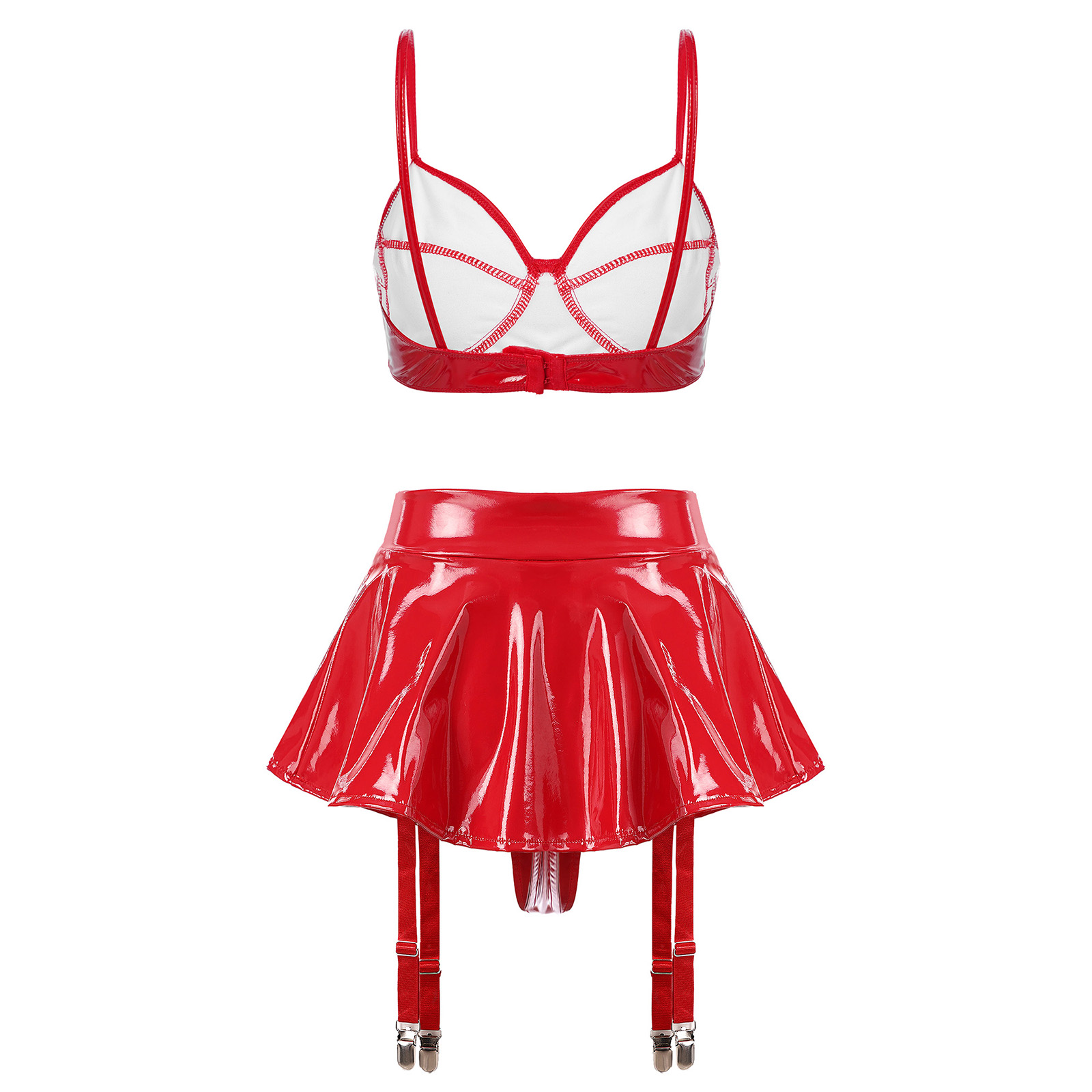 Womens Wet Look PU Leather Clu - Underwire Bra Padded recensie en prijs