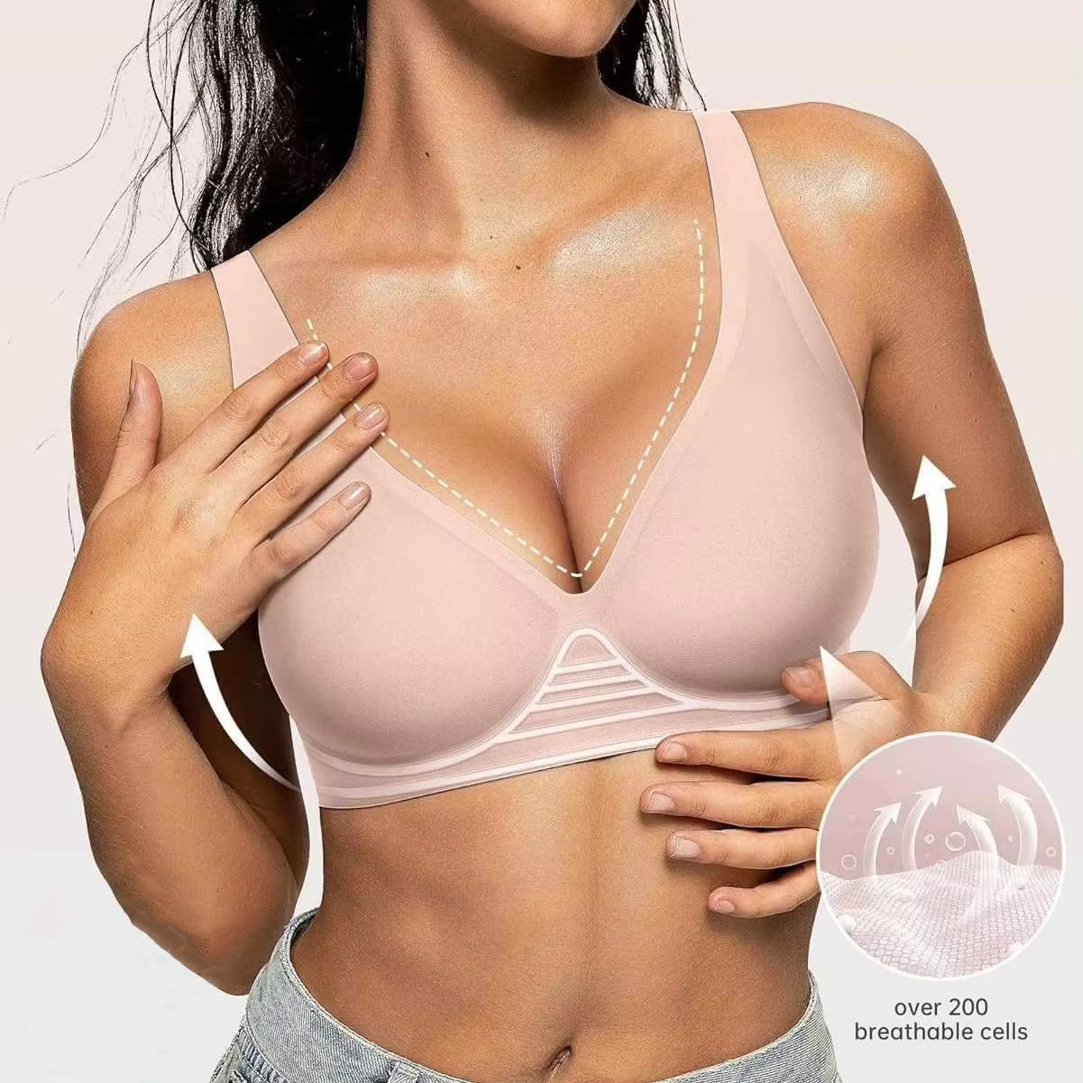 Womens Deep V Wireless Bras Wi - Wirefree Bra Comfort recensie en prijs