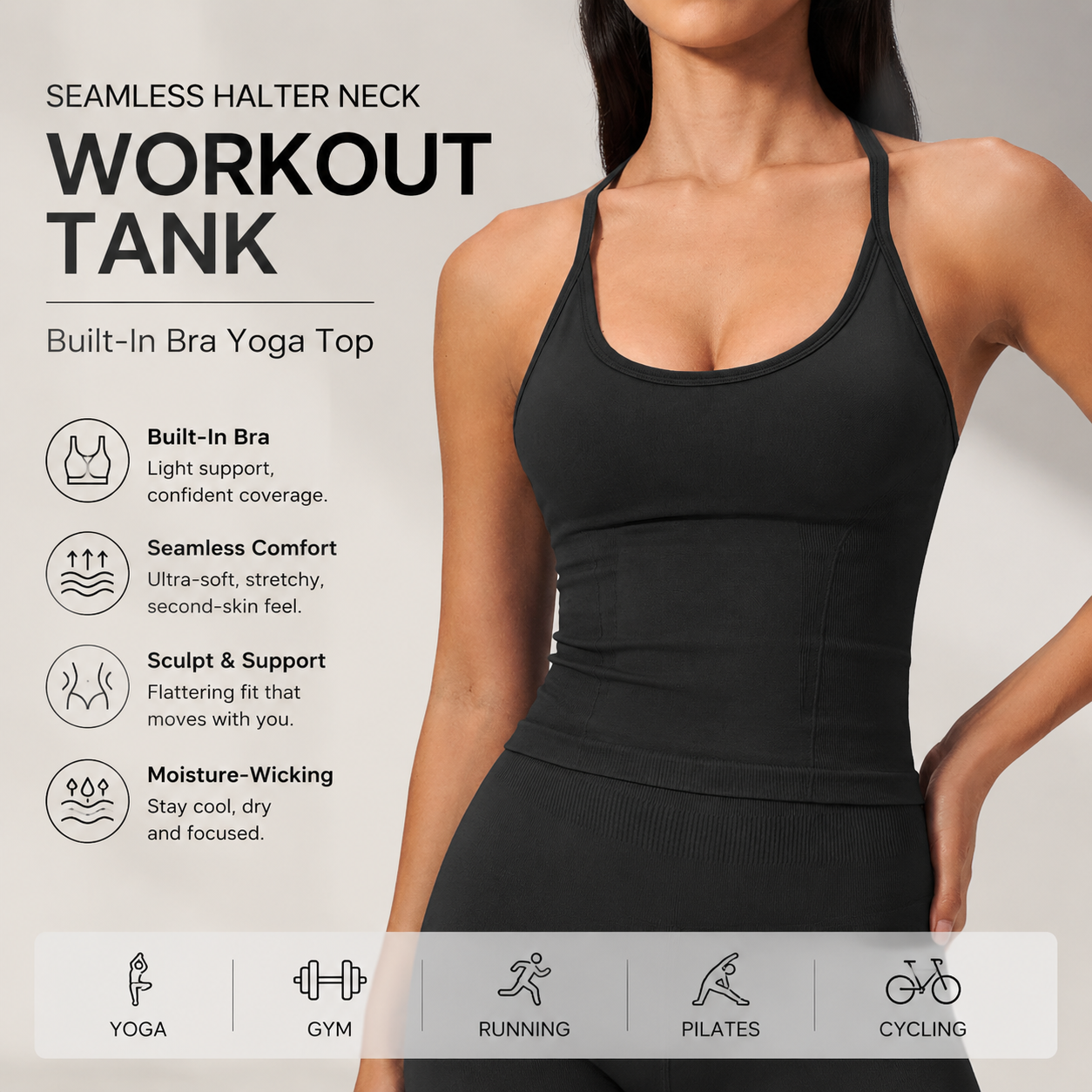 Luxury 2 in 1 Yoga Tank Top wi - T Shirt Bra Seamless recensie en prijs