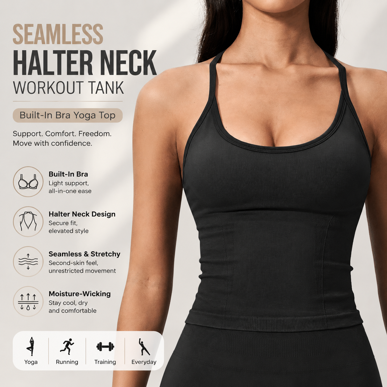 Luxury 2 in 1 Yoga Tank Top wi - T Shirt Bra Seamless recensie en prijs