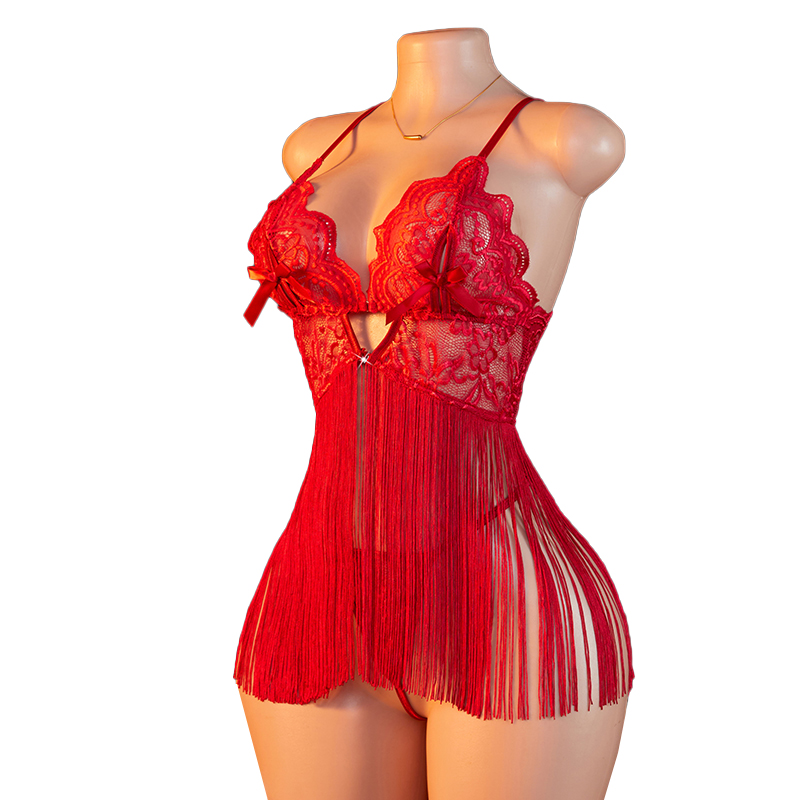 Transparent Lace Women Red Str - Lace Bralette Set recensie en prijs