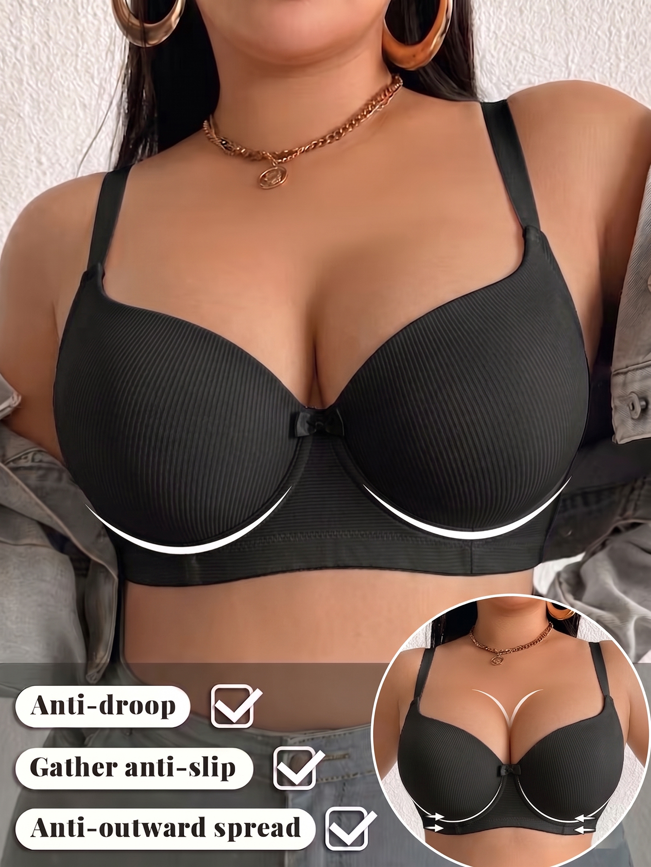 Plus Size Ribbed Women Bra Thi - Underwire Bra Padded recensie en prijs