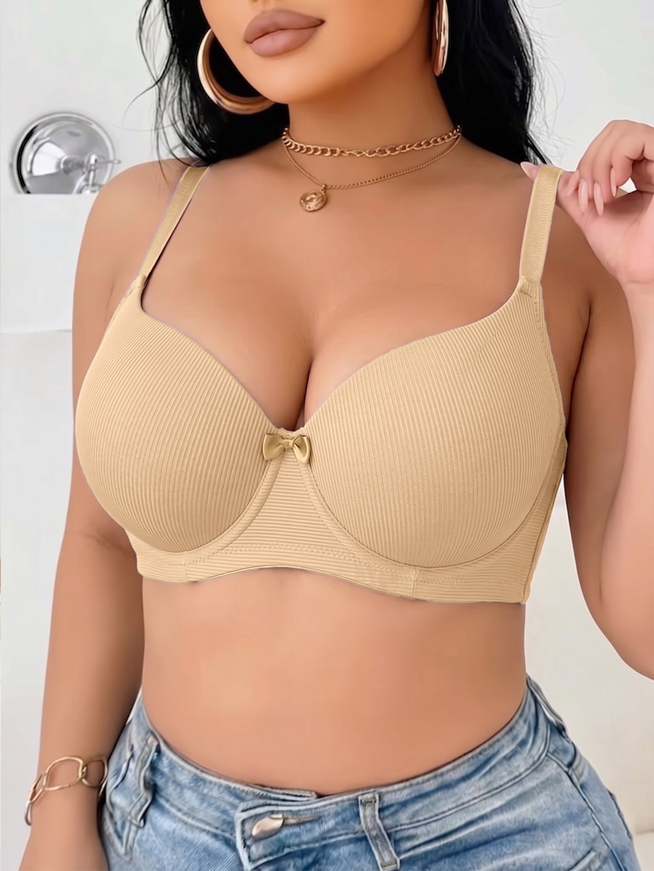 Plus Size Ribbed Women Bra Thi - Underwire Bra Padded recensie en prijs